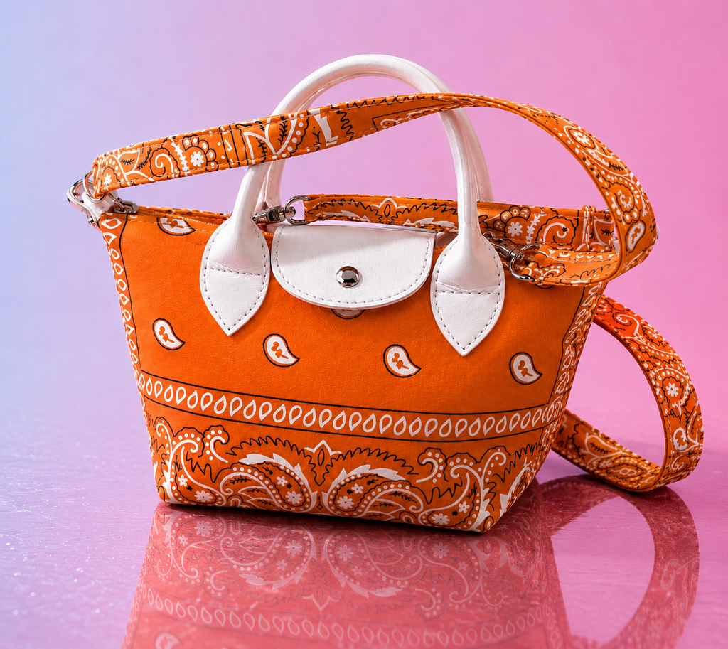 Petit sac épaule ou main bandana orange