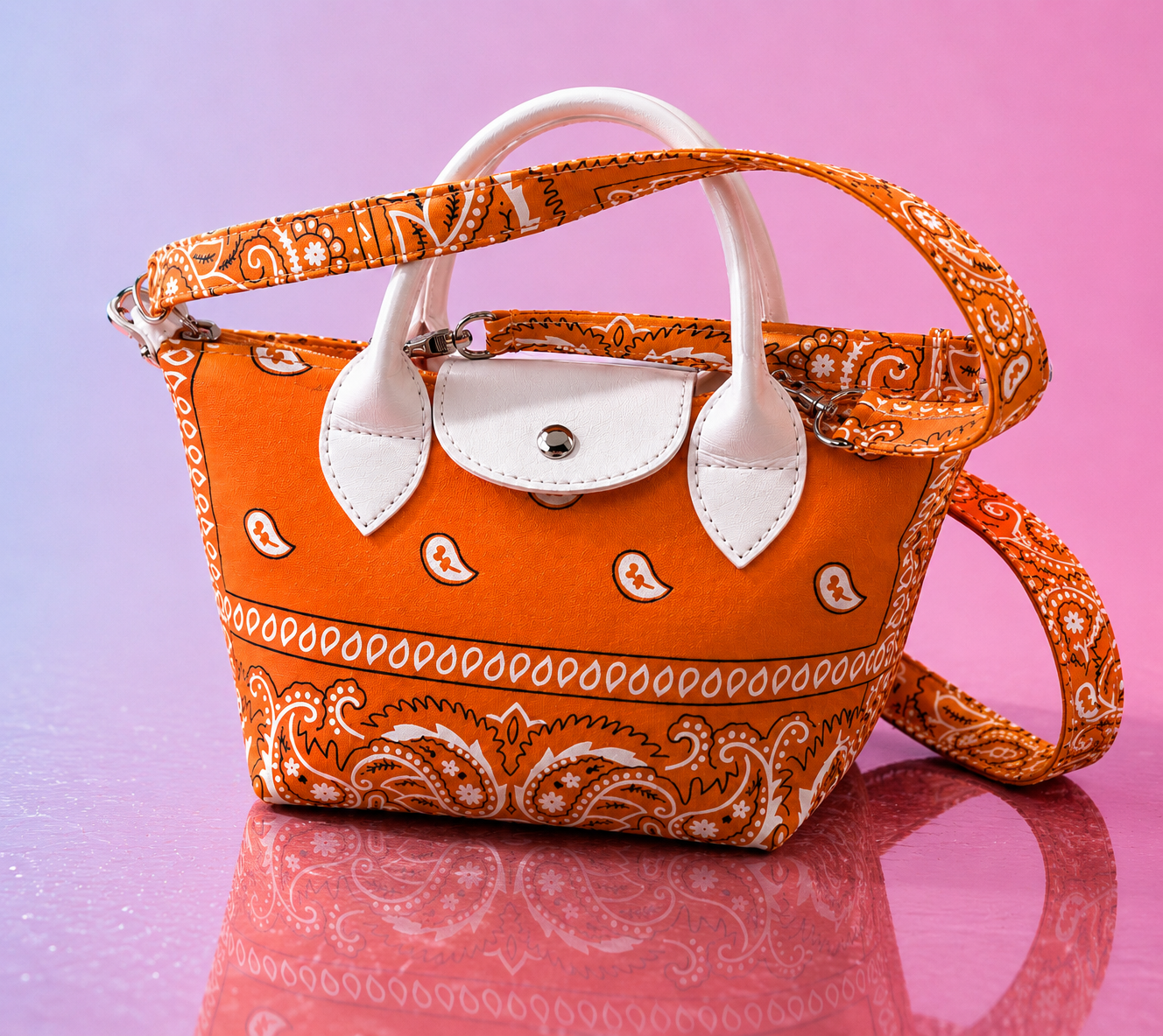 Petit sac épaule ou main bandana orange